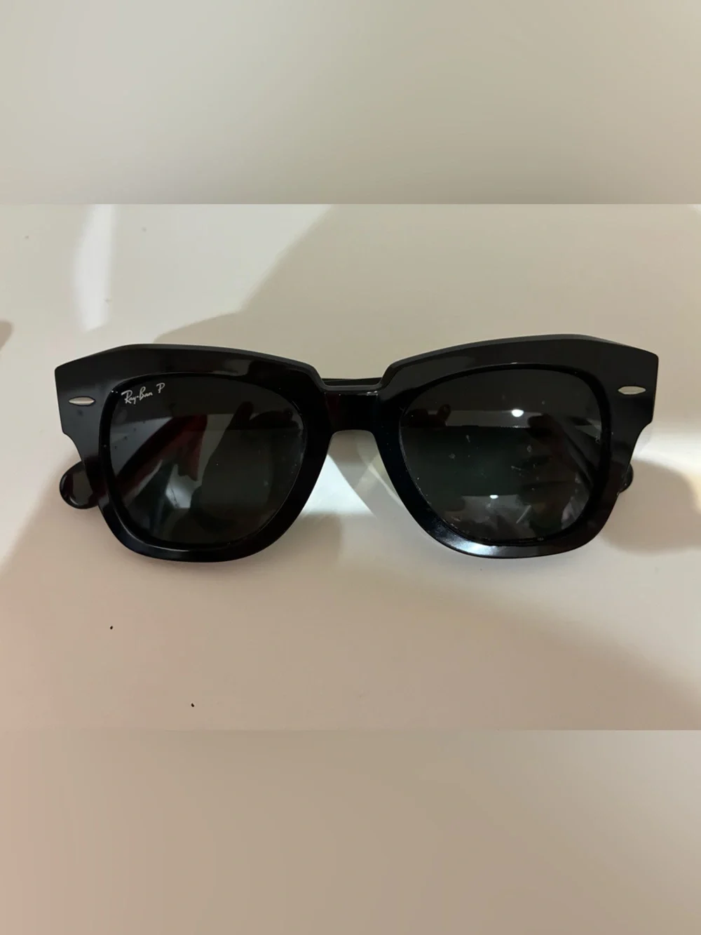 polished black Ray-Ban State Street RB2186 polarized sunglasses